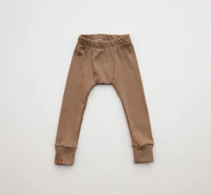 Organic Ribbed Long Sleeve Lounge Bottom - Brown