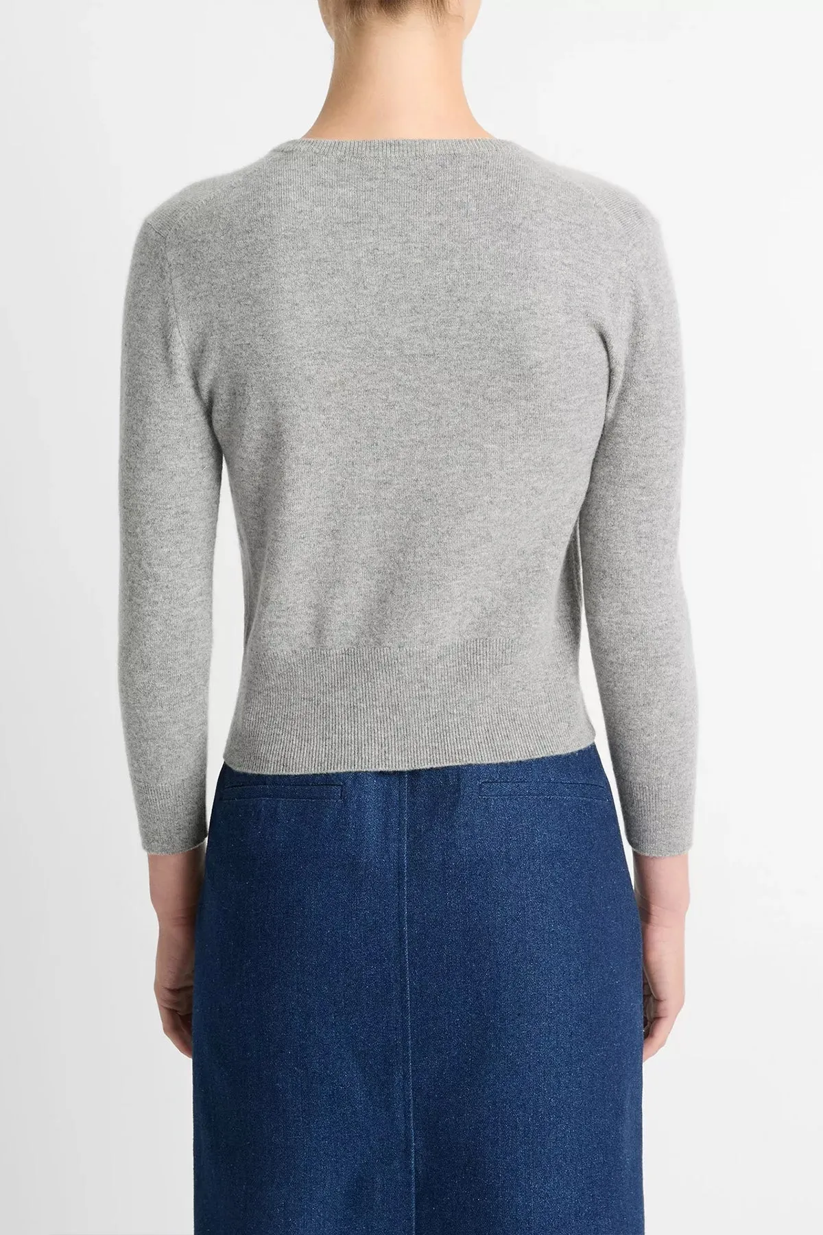 Pearl-Button Wool-Blend Cardigan in Heather Mid Grey