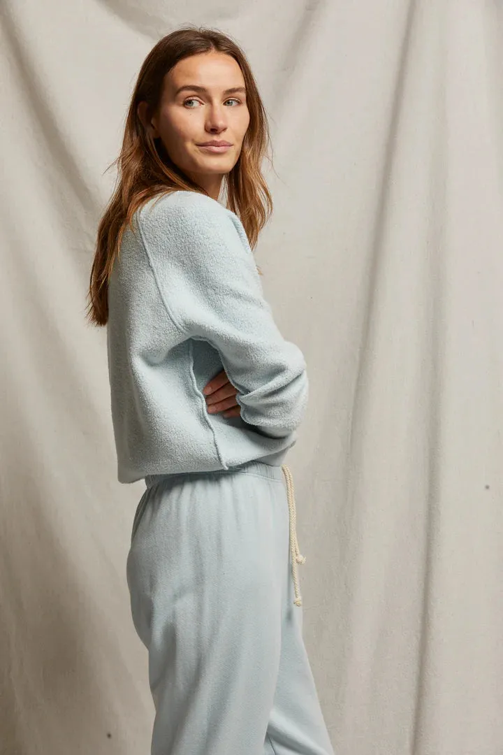 Perfect White Tee Ziggy Inside Out Cotton Fleece Shrunken Crew Baby Blue