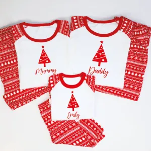 Personalised Family Christmas Tree Raglan PJs