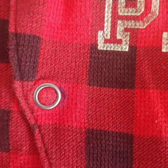 PINK Victoria's Secret Long Sleeve Thermal Buffalo Plaid Trap Door Pajamas Small