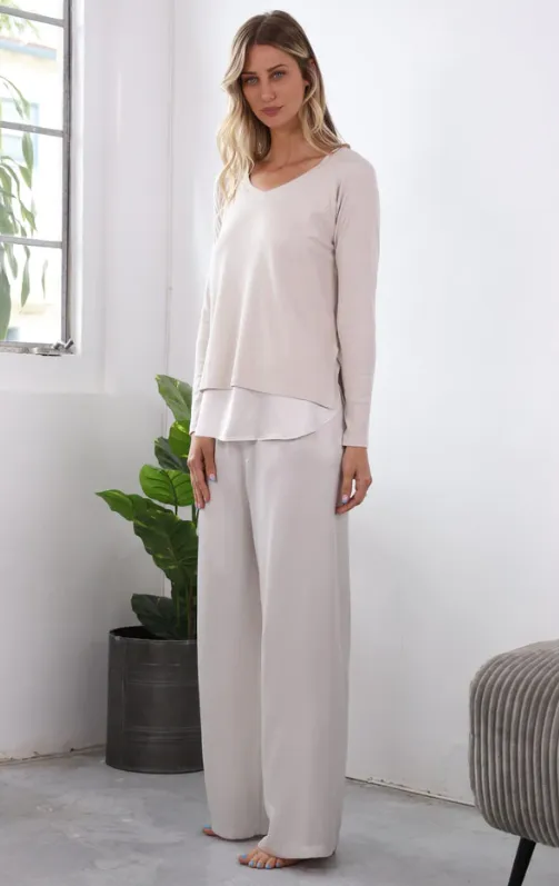 PJ Harlow Jolie Satin Pant in EggNog