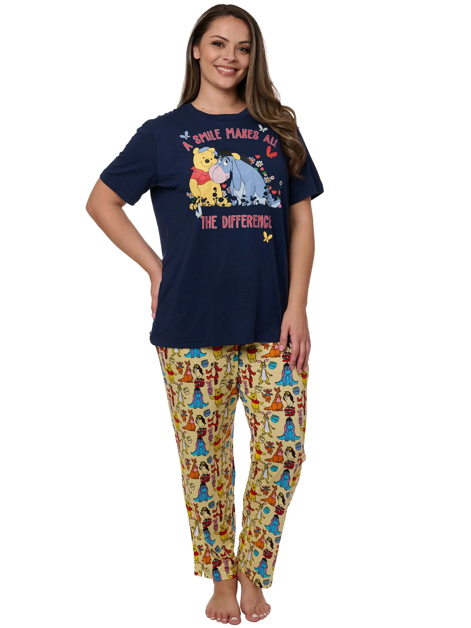 Plus Size Winnie The Pooh Eeyore T-Shirt & Lounge Pants Set Yellow (Size 1X Only)