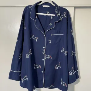 Printfresh Embroidered Unicorn Long Sleeve Pajama Sleep Top Plus Size 4X Blue