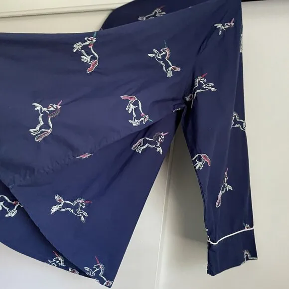 Printfresh Embroidered Unicorn Long Sleeve Pajama Sleep Top Plus Size 4X Blue