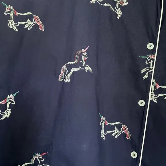 Printfresh Embroidered Unicorn Long Sleeve Pajama Sleep Top Plus Size 4X Blue