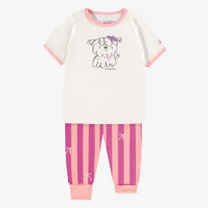 Pyjama deux pièces crème et mauve avec illustration, bébé  || Cream and purple two-piece pajamas, baby