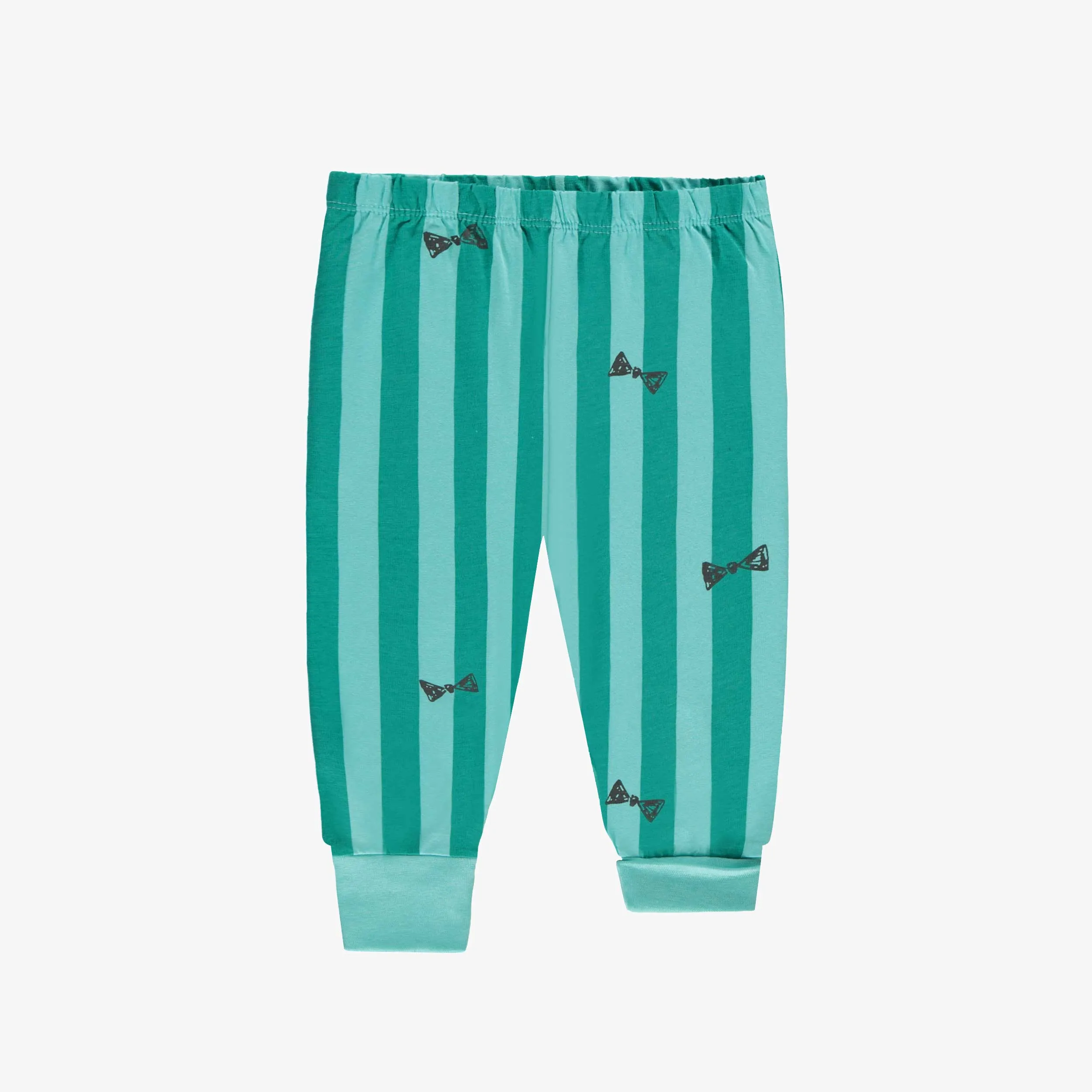 Pyjama deux pièces crème et turquoise avec illustration, bébé  || Cream and turquoise two-piece pajamas, baby