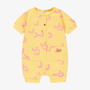 Pyjama jaune à motifs de bananes, naissance || Yellow pajamas with banana all over print, newborn