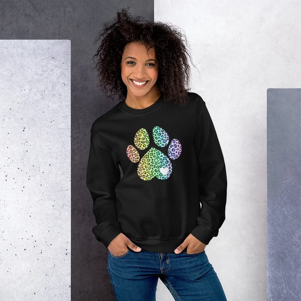 Rainbow Leopard Dog Paw Sweatshirt