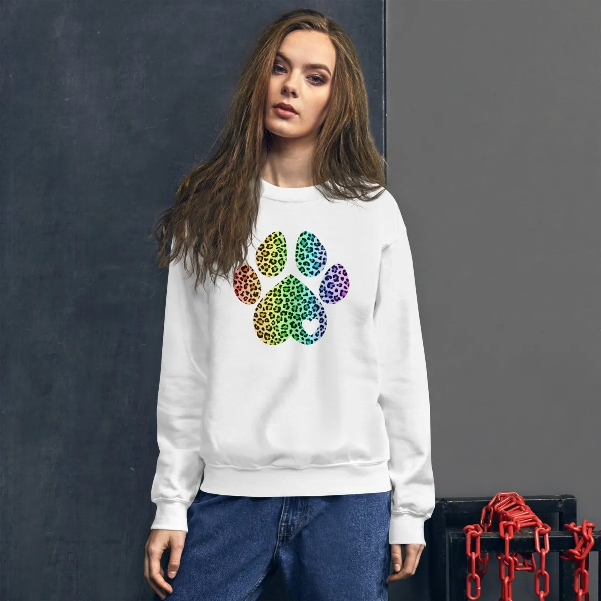 Rainbow Leopard Dog Paw Sweatshirt