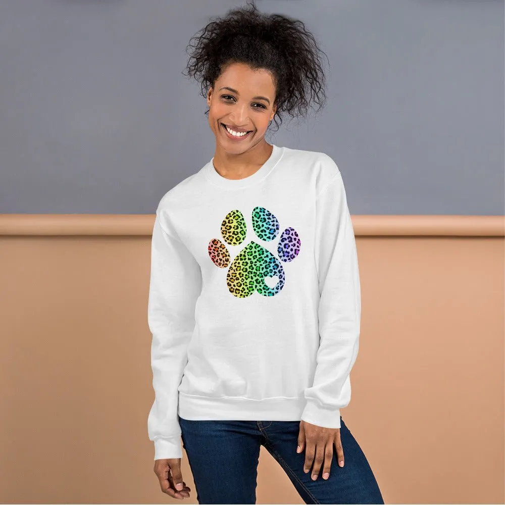 Rainbow Leopard Dog Paw Sweatshirt