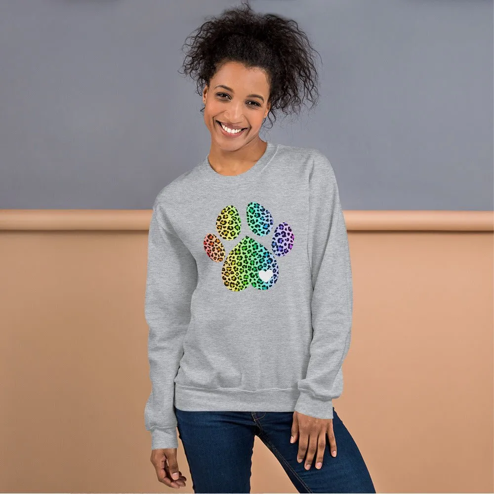 Rainbow Leopard Dog Paw Sweatshirt