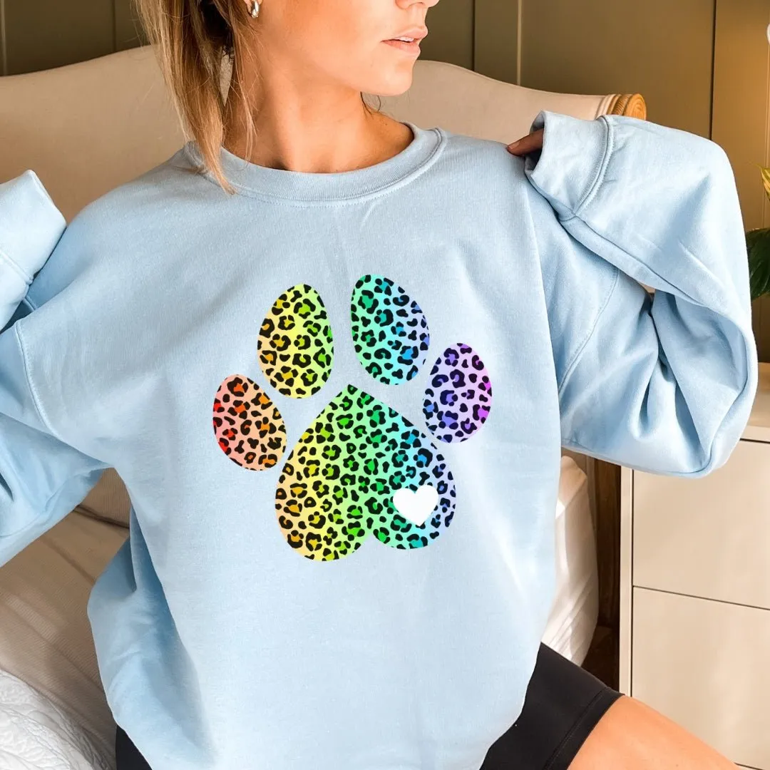 Rainbow Leopard Dog Paw Sweatshirt