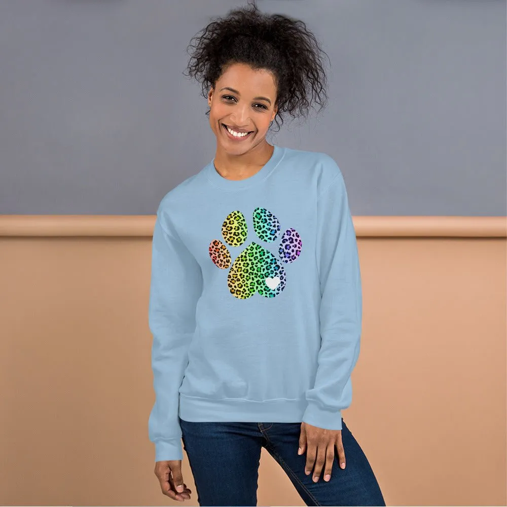 Rainbow Leopard Dog Paw Sweatshirt