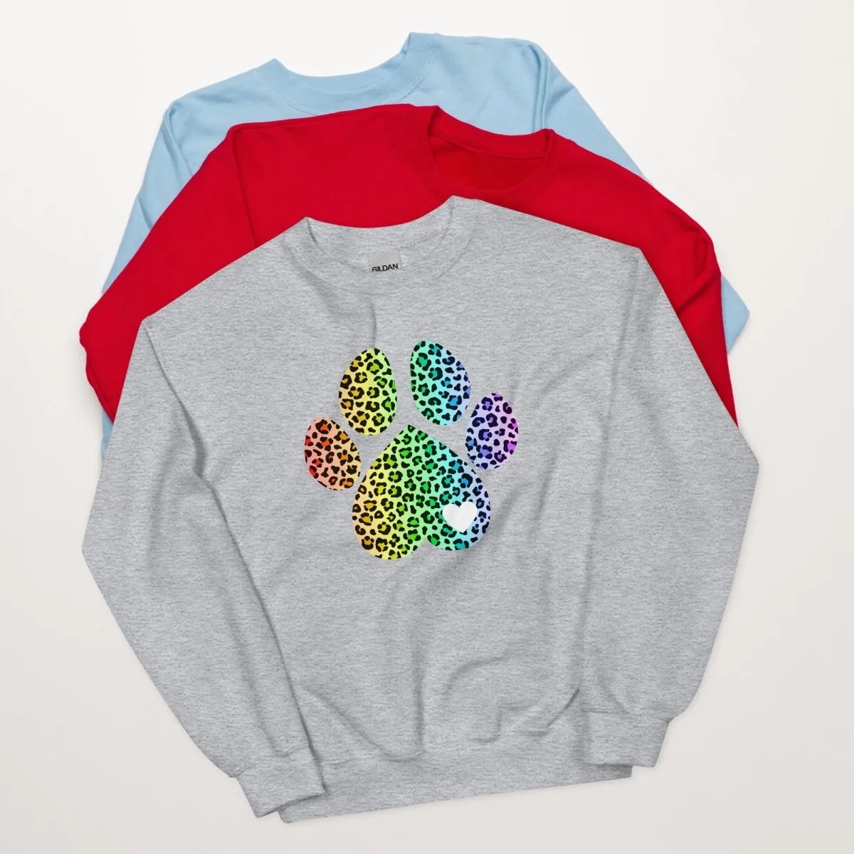 Rainbow Leopard Dog Paw Sweatshirt