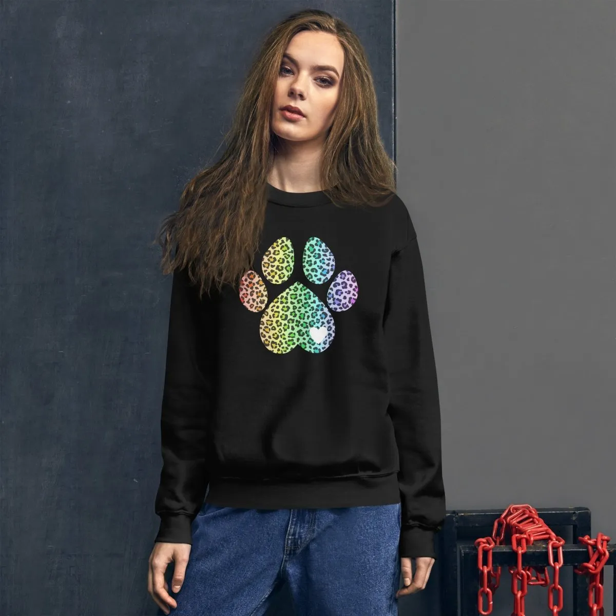 Rainbow Leopard Dog Paw Sweatshirt