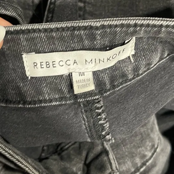 Rebecca Minkoff Black Denim Overalls Jeans Bib Skinny Leg Adjustable Straps M