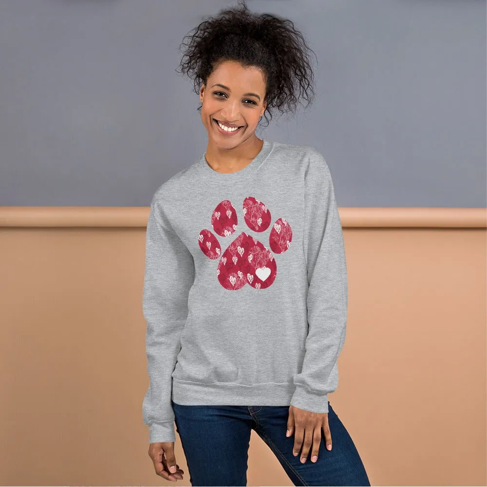 Red Hearts Dog Paw Sweatshirt