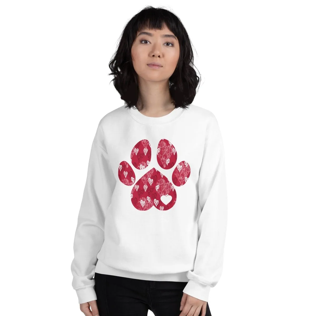 Red Hearts Dog Paw Sweatshirt