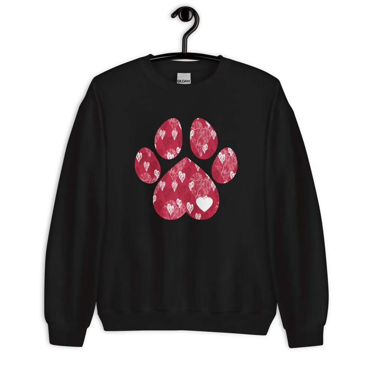 Red Hearts Dog Paw Sweatshirt