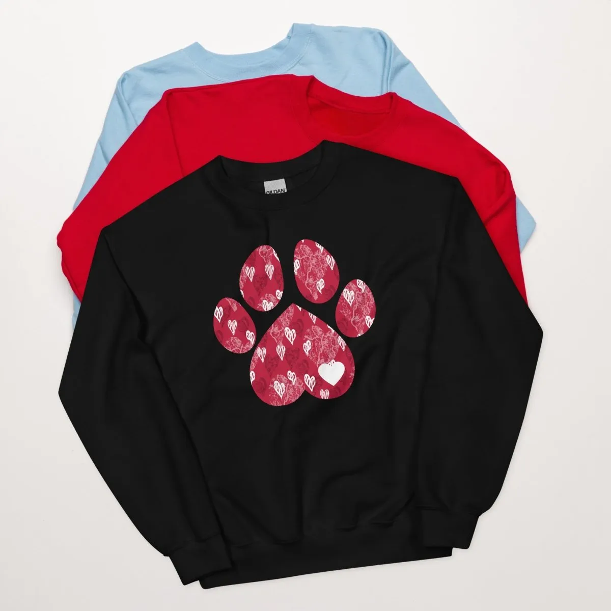 Red Hearts Dog Paw Sweatshirt