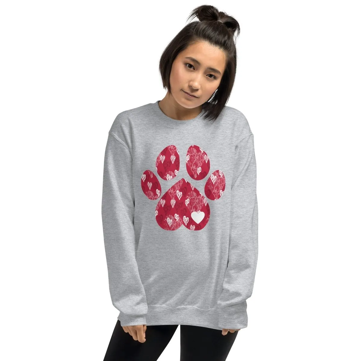 Red Hearts Dog Paw Sweatshirt