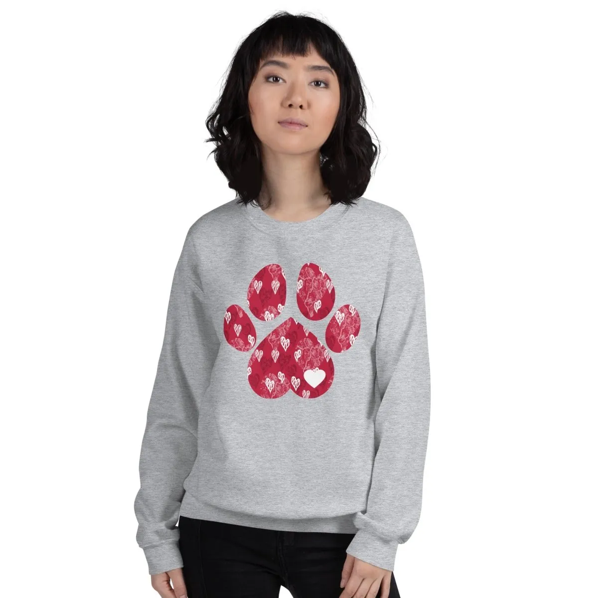 Red Hearts Dog Paw Sweatshirt