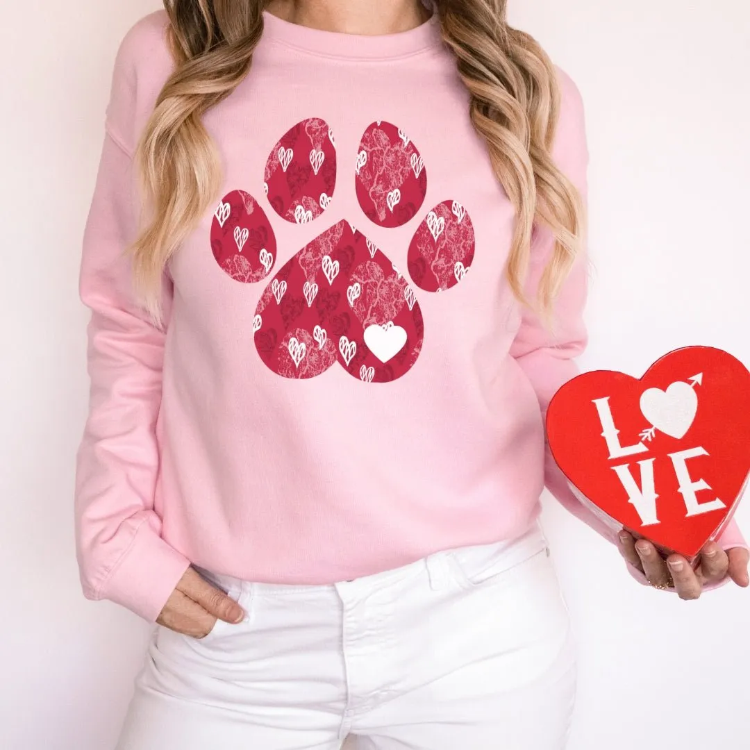 Red Hearts Dog Paw Sweatshirt