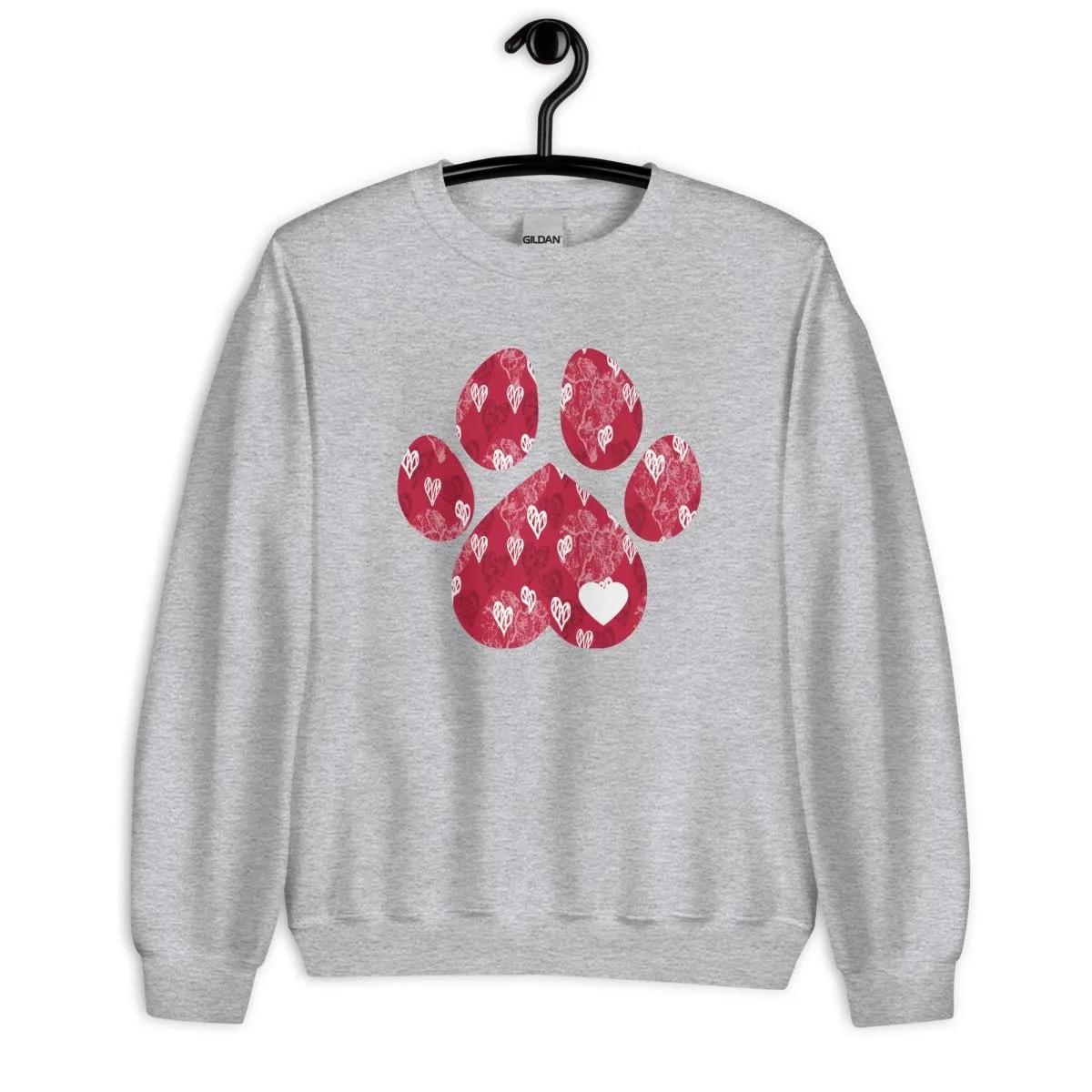 Red Hearts Dog Paw Sweatshirt
