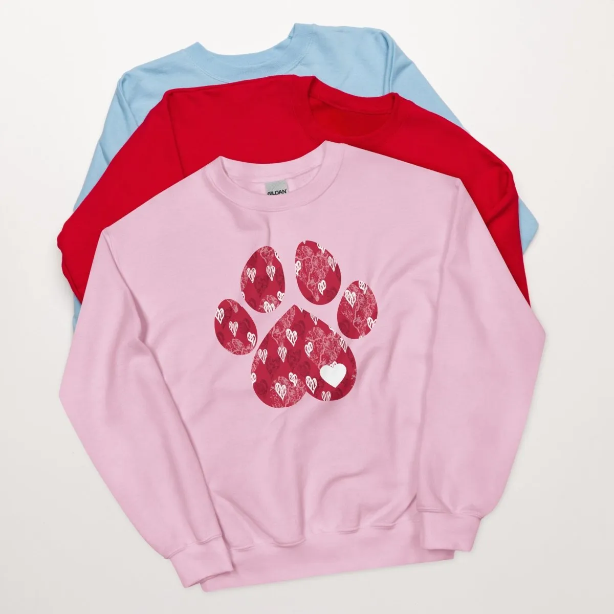 Red Hearts Dog Paw Sweatshirt