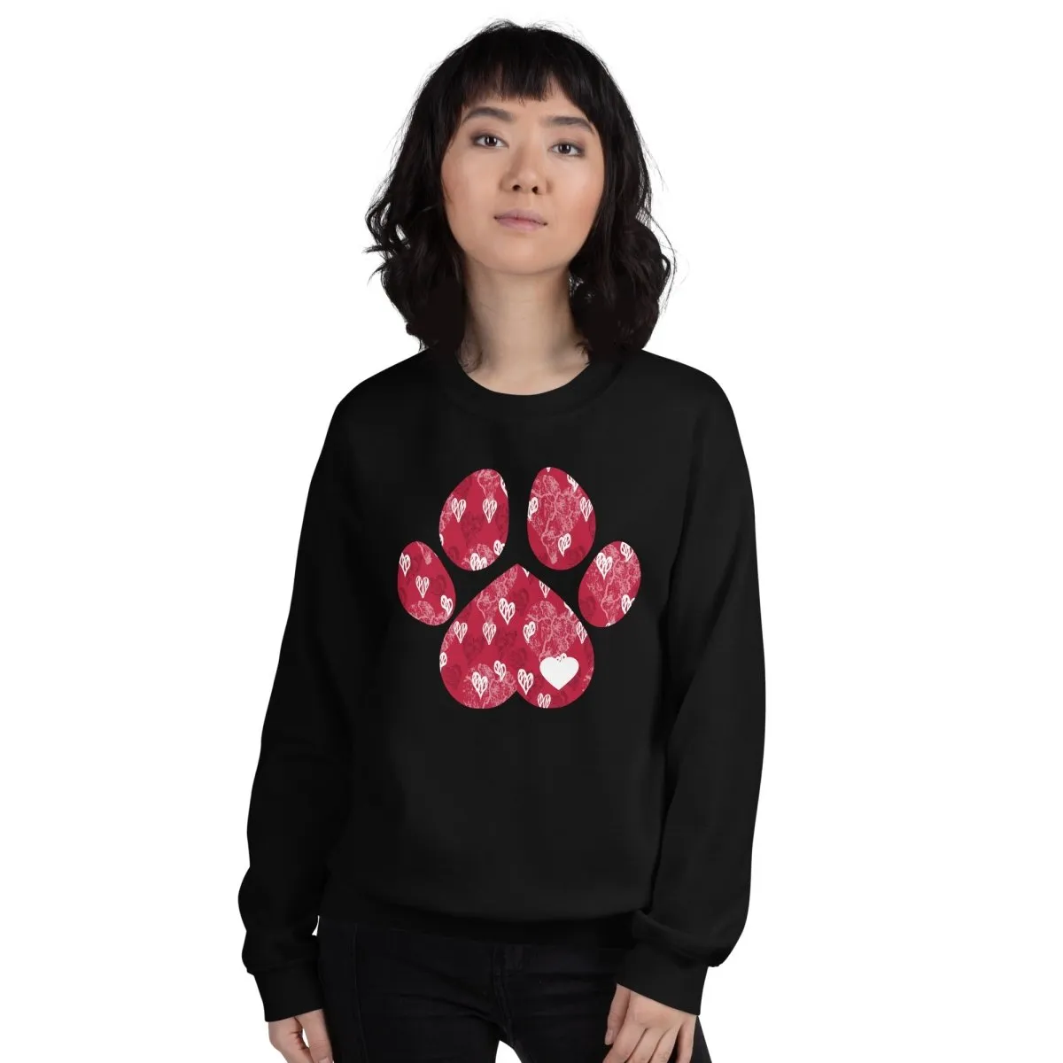 Red Hearts Dog Paw Sweatshirt