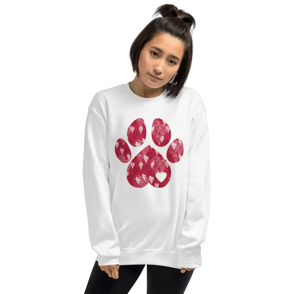 Red Hearts Dog Paw Sweatshirt