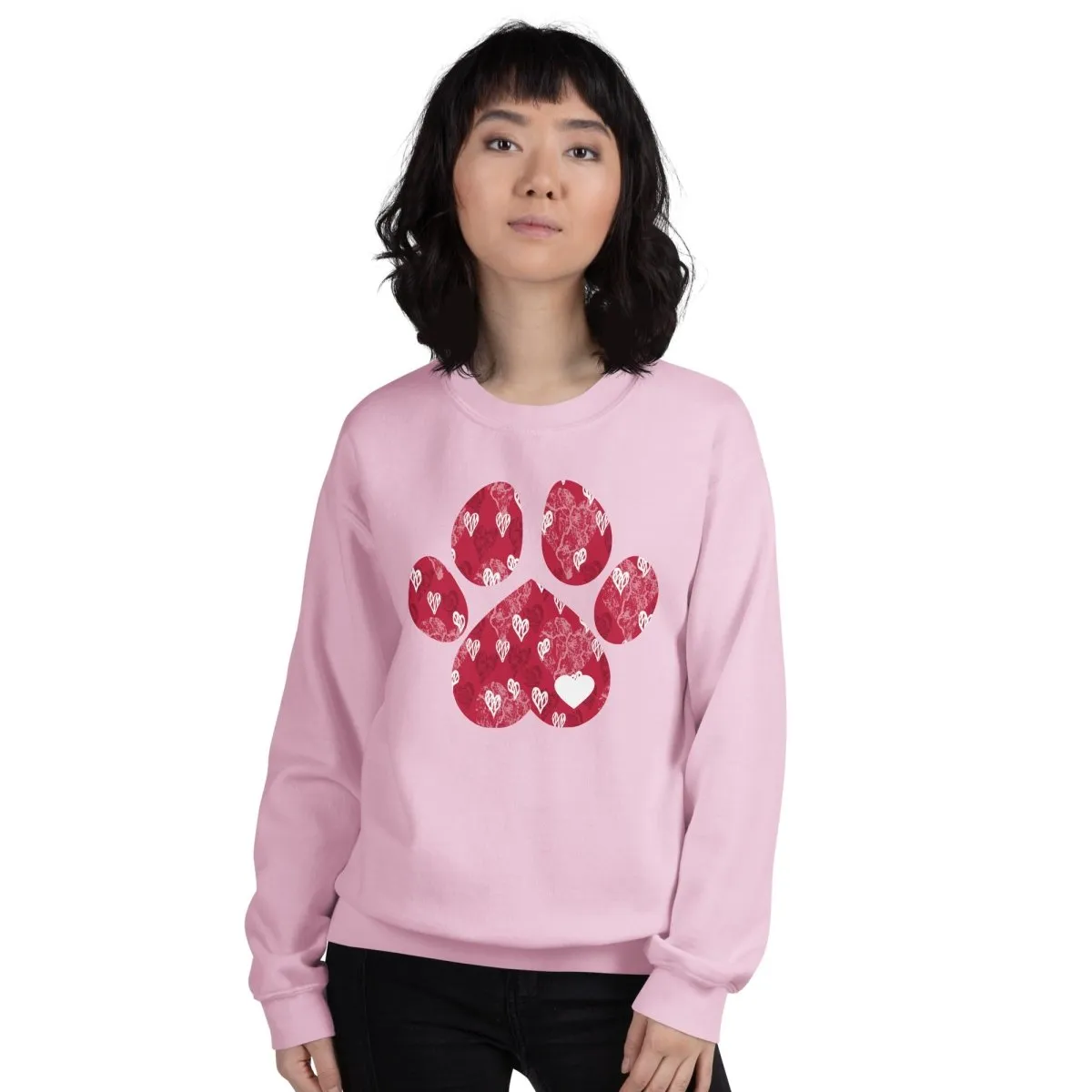 Red Hearts Dog Paw Sweatshirt