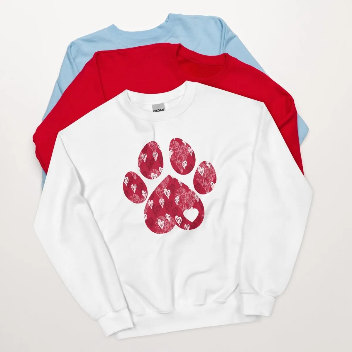 Red Hearts Dog Paw Sweatshirt