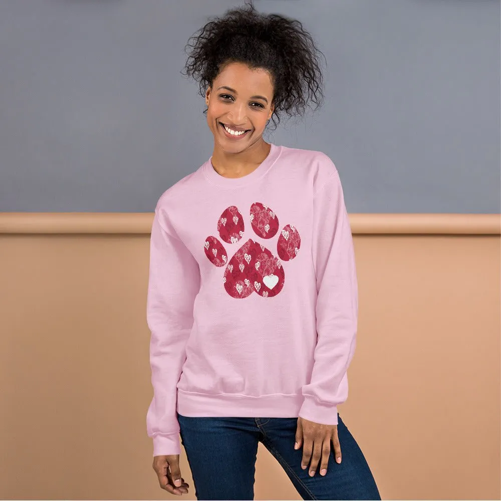 Red Hearts Dog Paw Sweatshirt