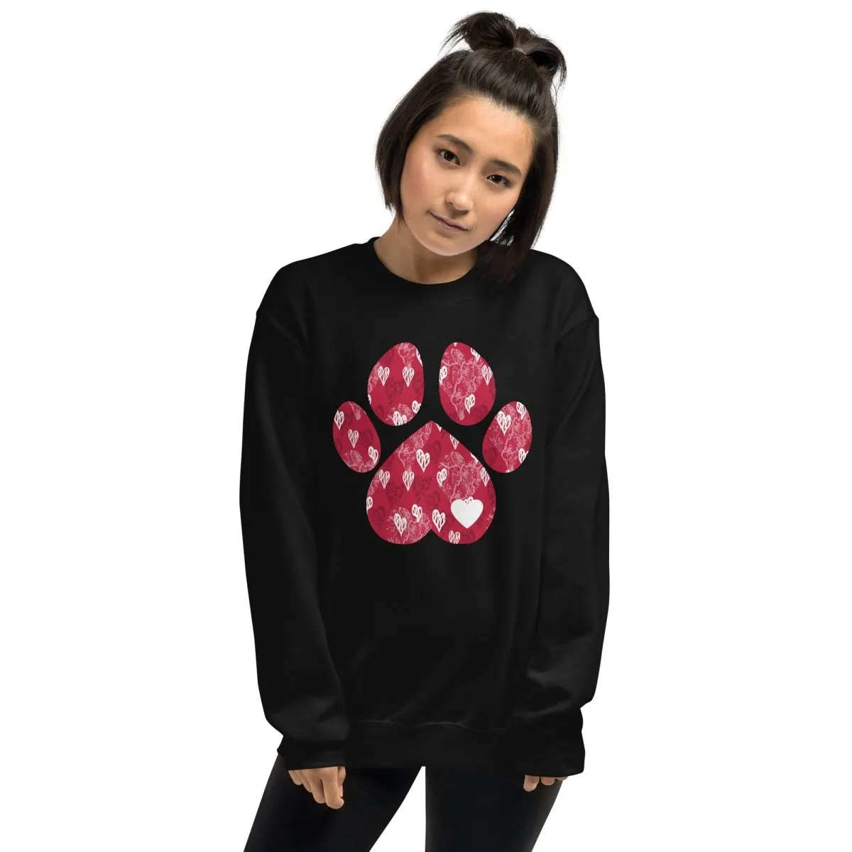 Red Hearts Dog Paw Sweatshirt