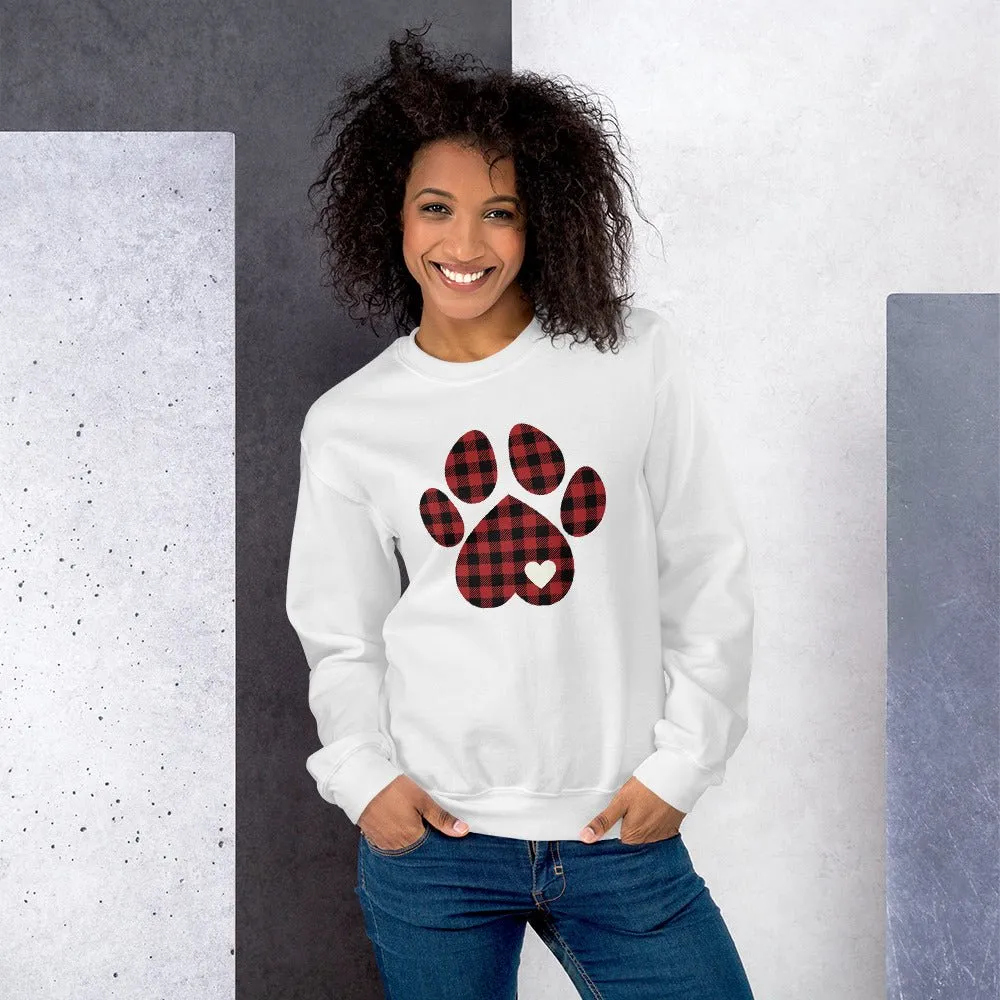 Red Plaid Dog Paw Sweatshirt