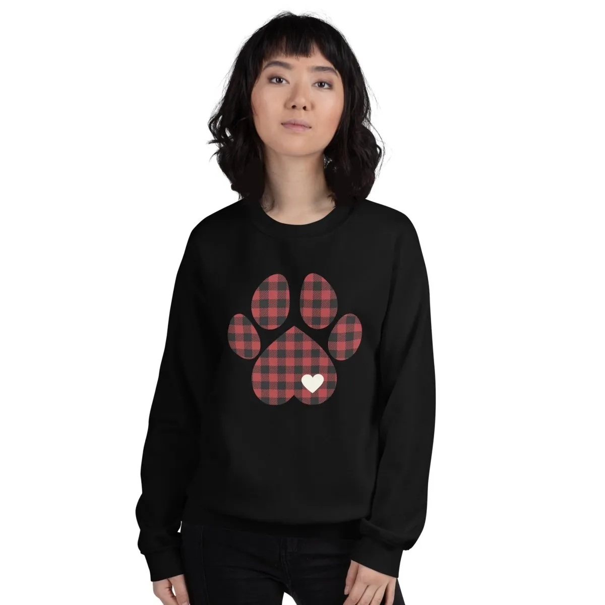 Red Plaid Dog Paw Sweatshirt
