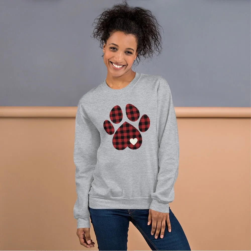 Red Plaid Dog Paw Sweatshirt