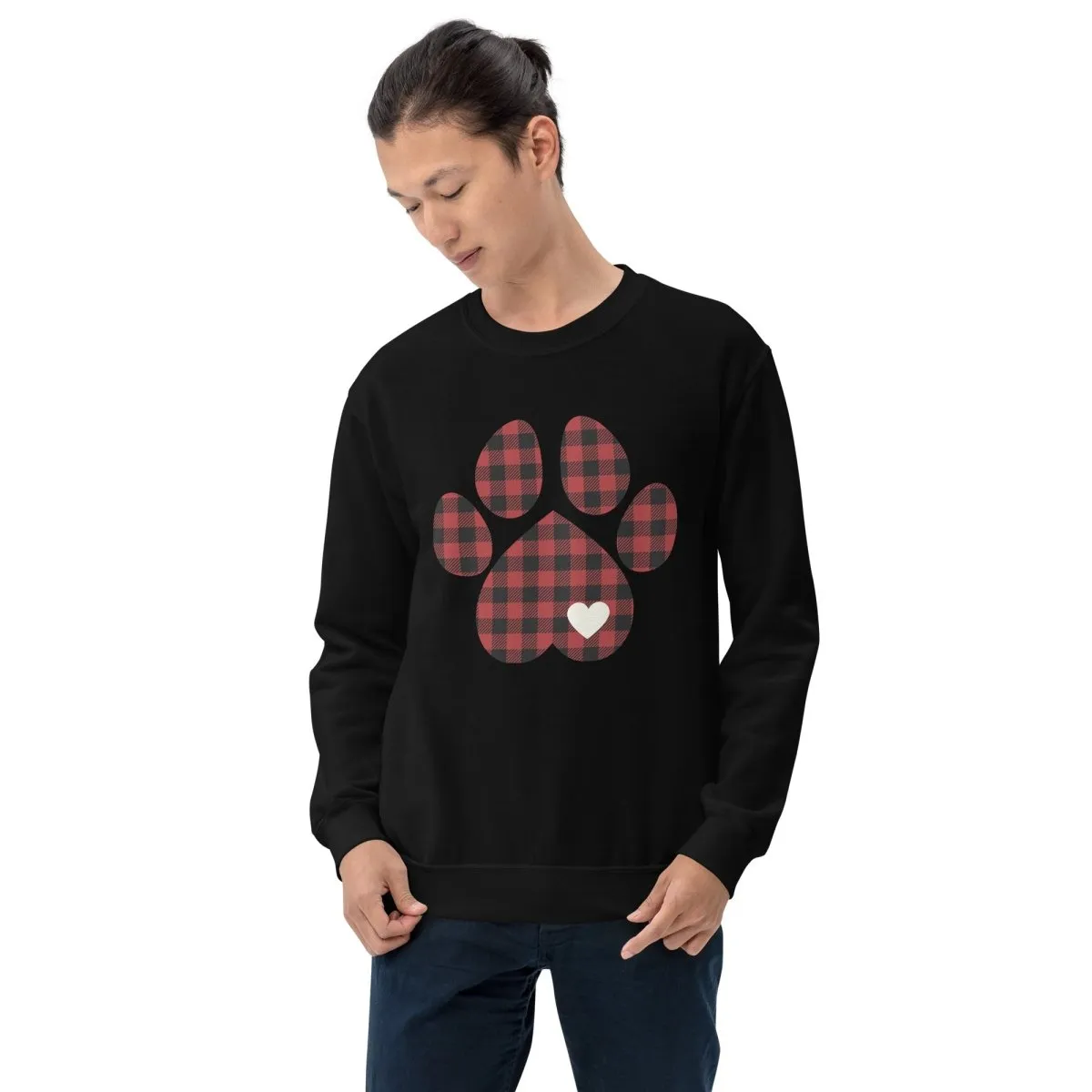Red Plaid Dog Paw Sweatshirt