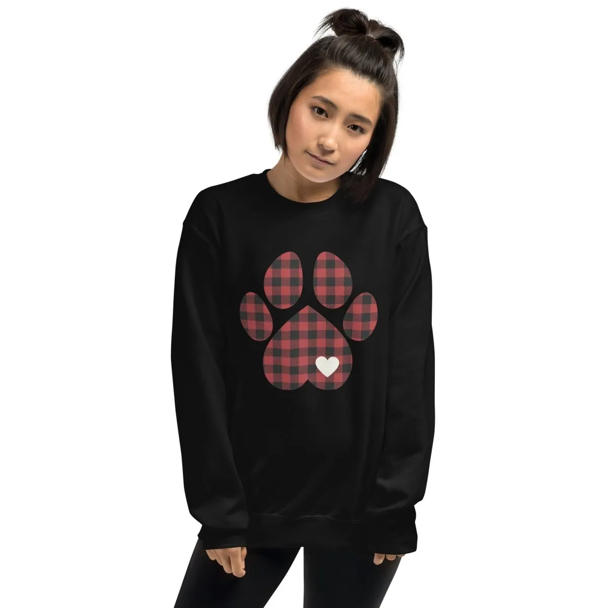 Red Plaid Dog Paw Sweatshirt