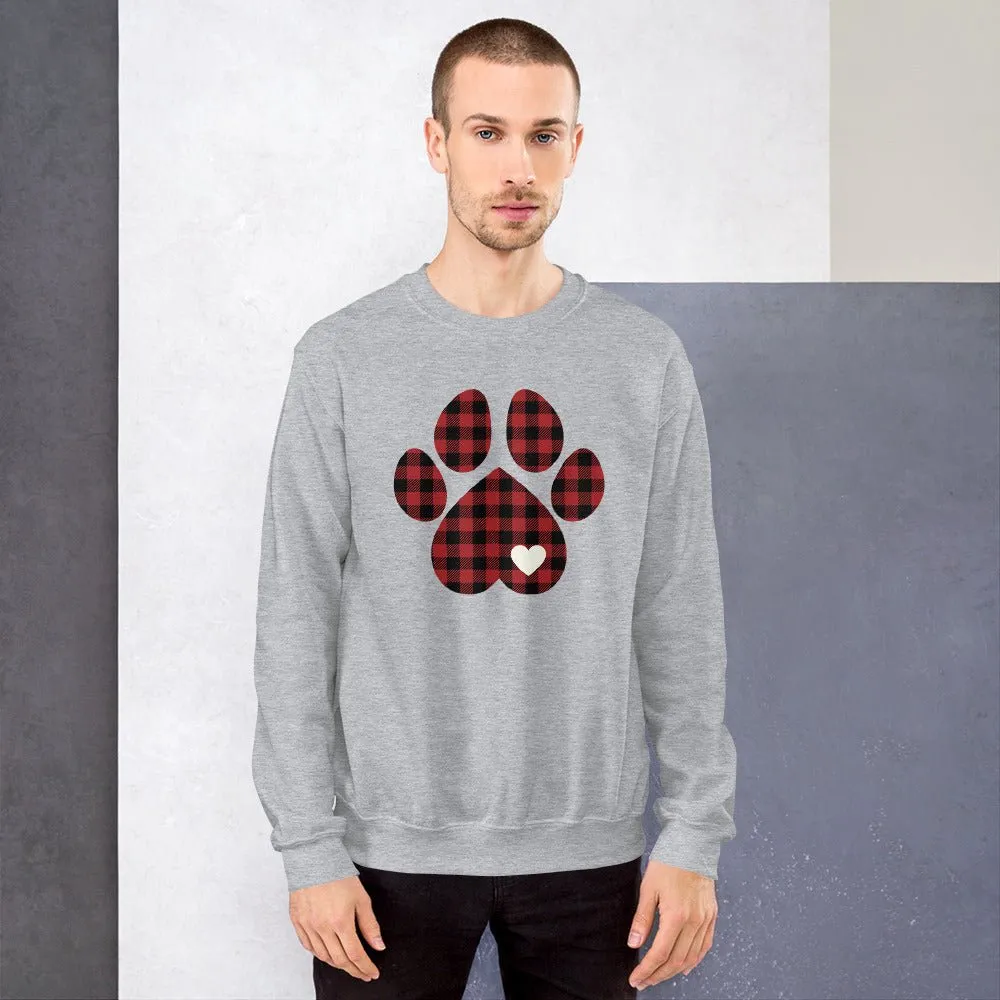 Red Plaid Dog Paw Sweatshirt