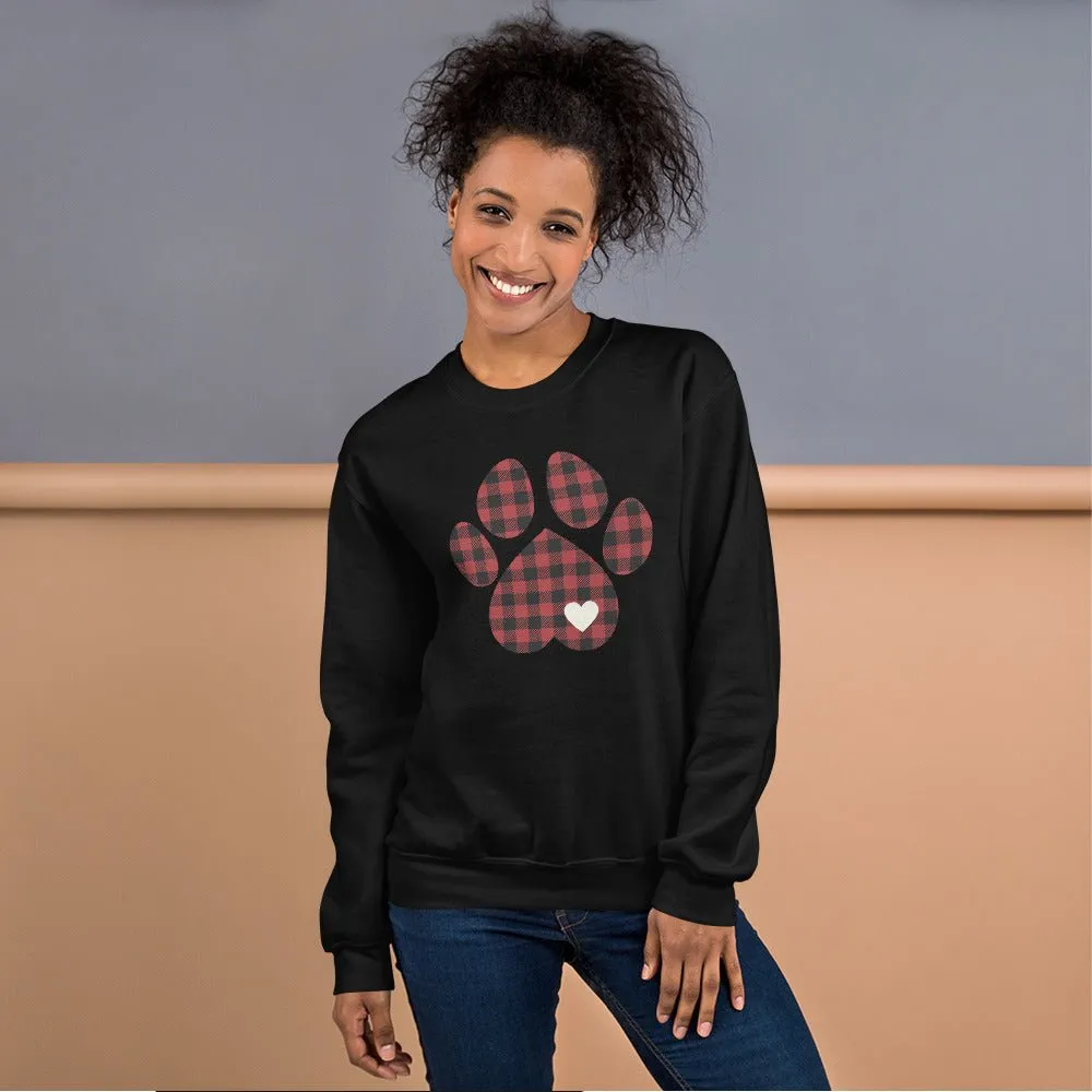 Red Plaid Dog Paw Sweatshirt
