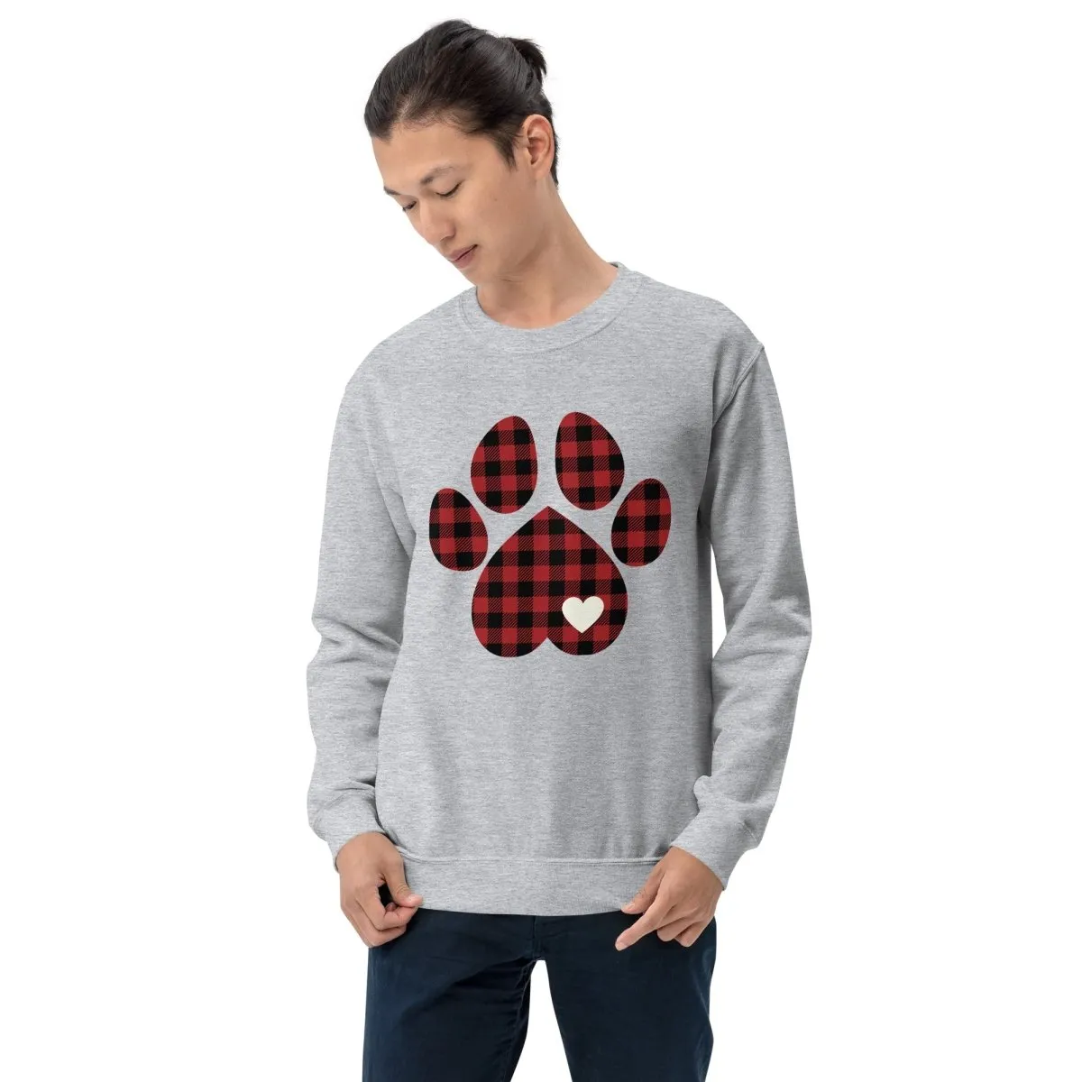 Red Plaid Dog Paw Sweatshirt