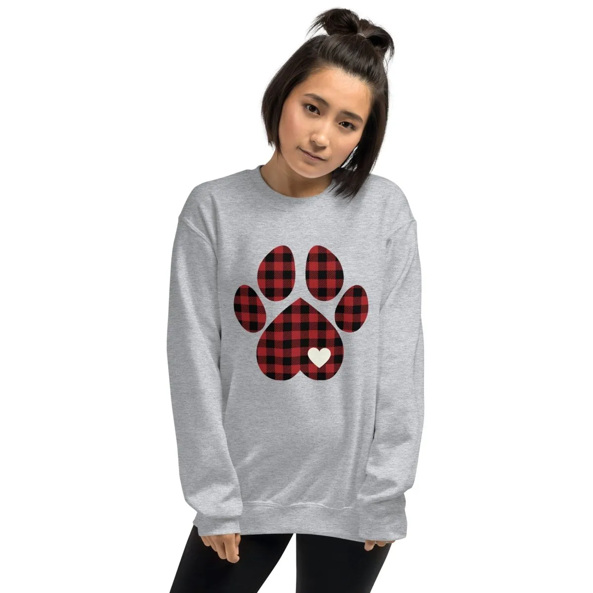Red Plaid Dog Paw Sweatshirt