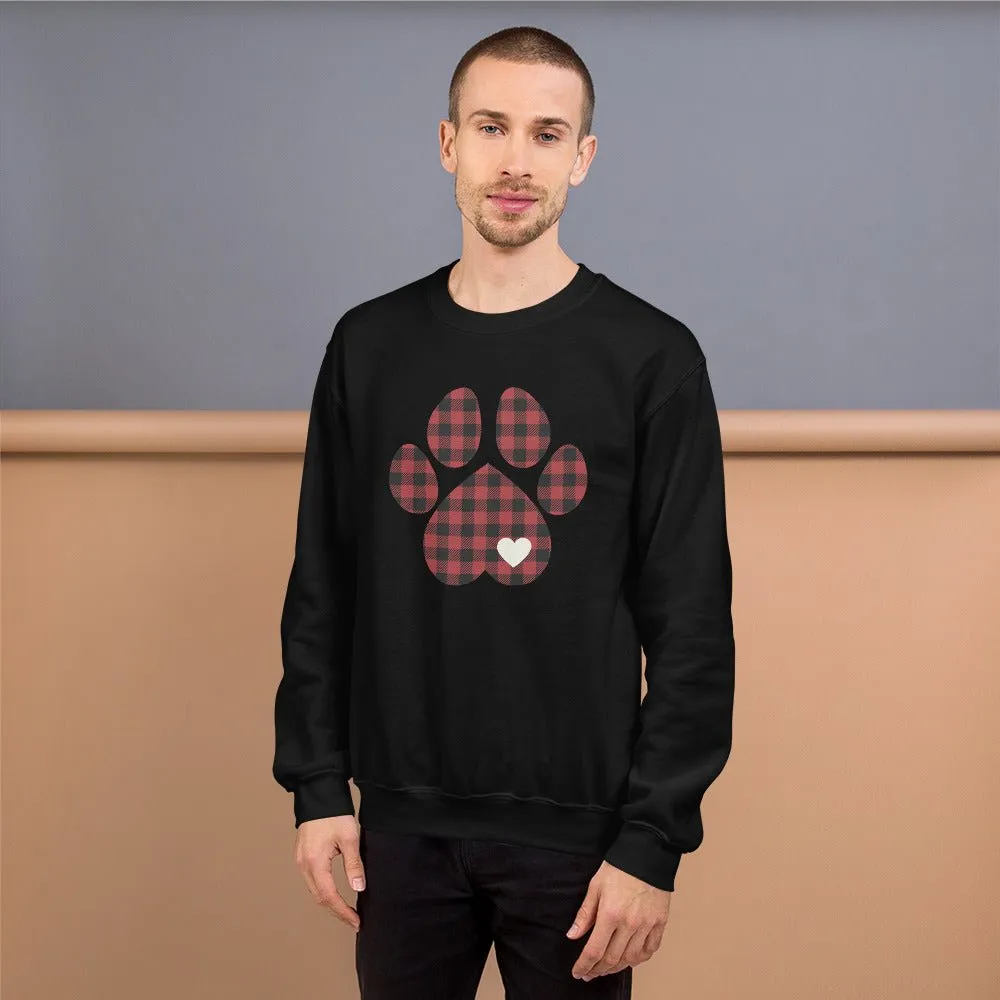 Red Plaid Dog Paw Sweatshirt
