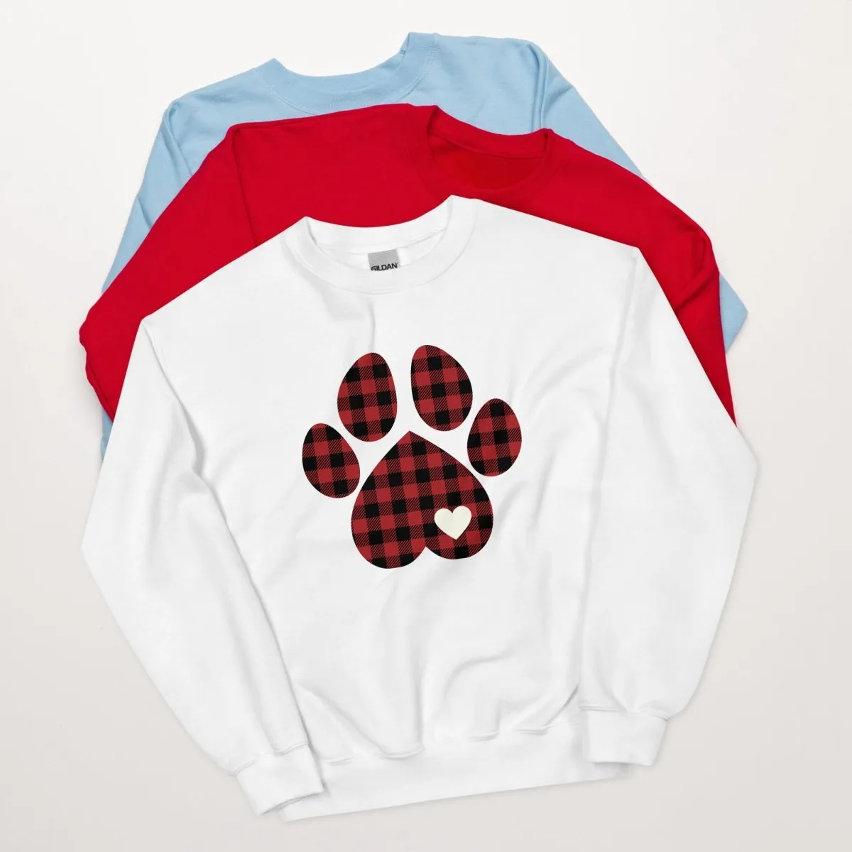 Red Plaid Dog Paw Sweatshirt