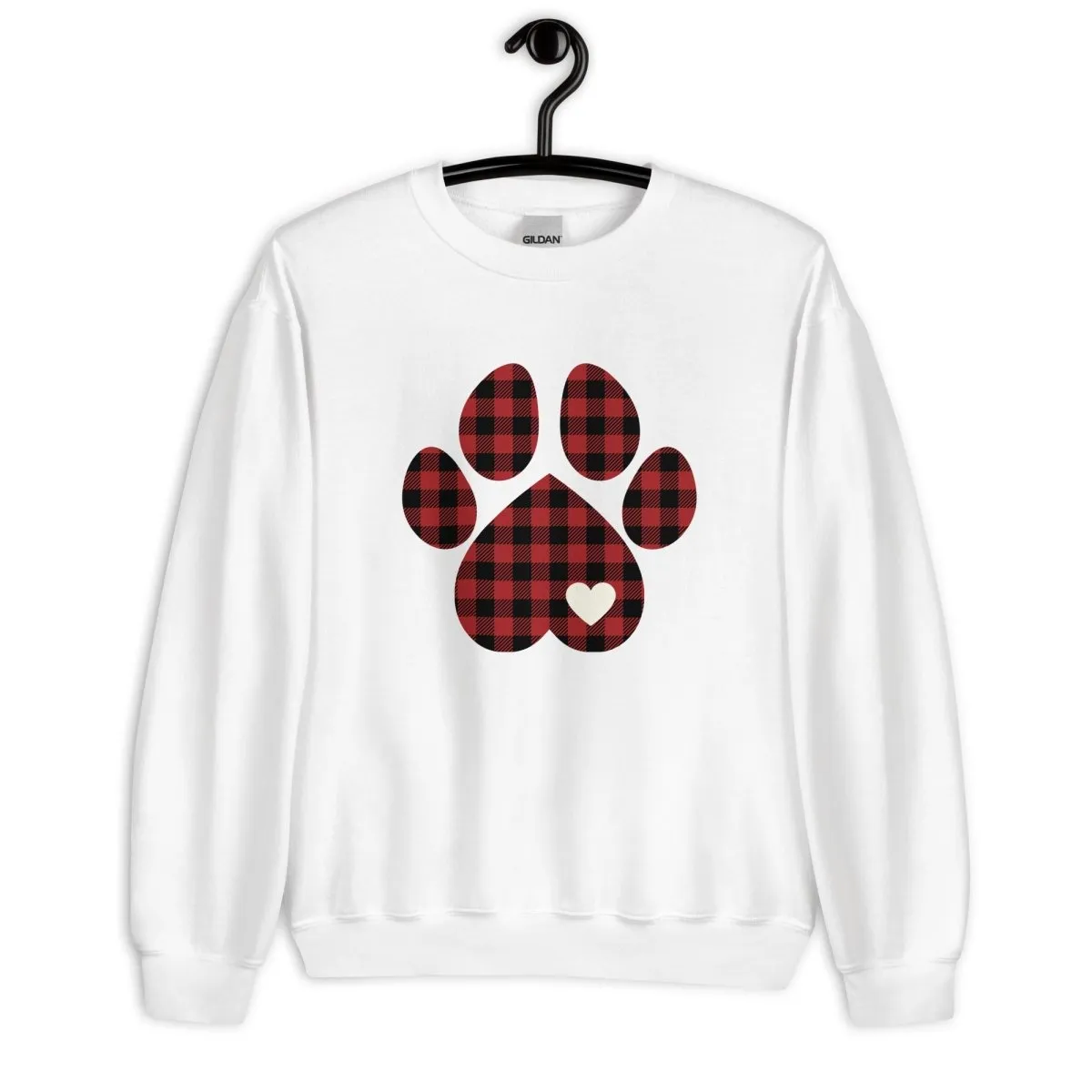 Red Plaid Dog Paw Sweatshirt