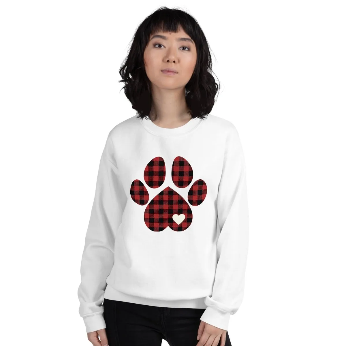 Red Plaid Dog Paw Sweatshirt